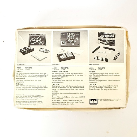 Vintage 1986 UNO Dominos Game Set, Racks, Instructions, Made in Taiwan - Picture 3 of 7